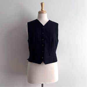 Vintage 1990s BURBERRY Windowpane Check Wool Vest / 10